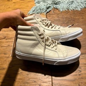 Tan leather high top vans
